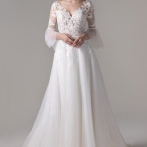 A-Line Court Train Lace Sequined Tulle Wedding Dress CW2784